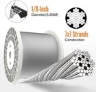 1000ft 1 8  Deck Railing Cable T316 Stainless Steel With7x7 Strands Construction