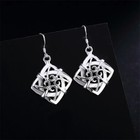 New 925 Sterling Silver Luxury 44mm Square Earrings Women Fashion Charm