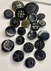 21 Vtg Antique Black Glass Buttons Stars-moon   Stars-starburst Rare B21