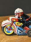 Vintage Old Tin Toy Nomura Friction Military Police Bike Motorcycle Japan 1950