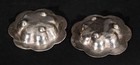 Pair Small Nut Dishes Hammered Sterling Silver W beaded Edge   Colorful Enamel