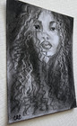 Aceo Original Charcoal Drawing Woman Miniature Faces Series Art Card  By Crc
