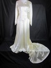  vtg Wedding Gown Custom Bride Dress Ivory Satin  Wide Scallop Train 1930s  40