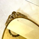 Vintage Frame Gold Oval Mirror Vanity Tray Metal Hollywood Mcm 16 1 2  Long