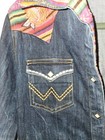 Vintage Denim Wrangler Rodeo Dress Size 0 Xs Wow Roses Fringe