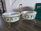 Nib Vintage Pyrex Promotional Twin Server Set 1 5 Pint Blue Green Caserole Bowls