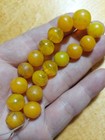 Antique Lot Of 17 Ottoman Butterscotch Color Round Glace Beads Prayer Veined