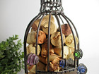 Wire  Wine Bottle Shaped Cork Holder Filled With Wine Corks