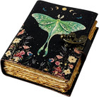 Spell Book Of Shadows Journal With Lock Clasp Vintage Handmade Leather Luna Moth