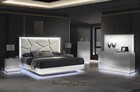New 5pc Modern Italian Led Queen King Gloss White Contemporary Bedroom B d m n c