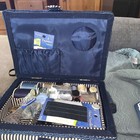 Grannycore Sewing Basket Blue Stripe W  Wicker Handle 10    X 7 5 X 6 Sew Notions