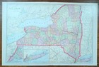 Vintage 1904 New York Map 22 x14  Old Antique Original Rochester Albany Troy Ny