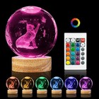 Cat Gifts For Cat Lovers For Women  Large 3d Night Light  Crystal Lamp Cat Play