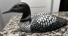 Vintage Hand Carved   Painted Loon Waterfowl Wooden Figurine Red Eyes