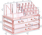 Pink Jewelry   Cosmetic Storage Display Boxes Two Pieces Set  Organizer Makeup H