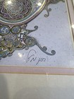 Vtg Midcentury Israel Judaica Art Print Signed Chanan Mazal Celtic Gold Framed