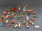 Vintage Miniature   Small Christmas Ornament Mix Lot 30 Wood Painted Dog Angel