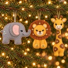 Diy Cute Wild Animal Trio Friends Craft Felt Ornament Kit Embroidered   Sequined