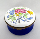 Vntage Crummles Halcyon Days England Enamel Floral Trinket Box Hinged Lid 2 1 2 