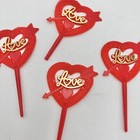 Vtg Lot Valentine s Day Decor Plastic Heart Cupcake Picks Toppers Trinkets