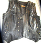 Vintage Harley Davidson Black Leather Vest Made In Usa  Women  Size Xl