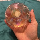 Vintage Murano Glass Perfume Bottle  Pink With White Pulled Feather Design