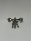 Silver-tone Vintage 1950s Mid Century F Fringe Bar Moon   Shield Brooch Pin