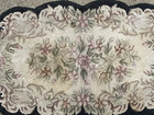 Vintage Hooked Rug Flowers Antique Folk Art Primitive Scalloped Neat Shape