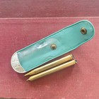Vtg Mid-century Slim Purse Pen   Mechanical Pencil Set In Light Blue Vinyl Case