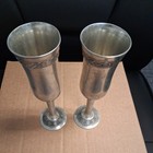 Pair Of Mullingar Pewter Champagne Flutes Celtic Theme Made In Ireland Stamp 8 