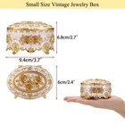 Hipiwe Vintage Metal Jewelry Box - Oval Trinket Organizer Ring Small  Beige
