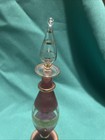 Egyptian Etched Glass Perfume Bottle Hand Blown Gold Trim 6 5    Dropper stopper