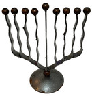 Vintage Judaica Metal Art Jewish Hanukkah Menorah Judaism Israel Hebrew