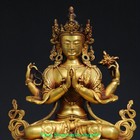 6 tibet Purple Bronze 24k Gold 4 Arms Chenrezig Kwan-yin Guan Yin Buddha Statue