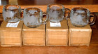 Vtg 1970   s Nescafe World Map Etched Glass Coffee Mugs Cups Set Of 4 - New   