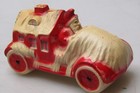 Vtg Viscoloid Celluloid Santa Driving Car Delivery Christmas Ornament Japan