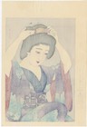 Shunsen Natori Japanese Extra Large Woodblock Print - Before The Mirror