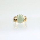 Vintage Chinese 14k Gold   Jade Ring - Hong Kong Jadeite Vr