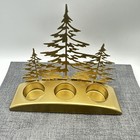 Yankee Candle Christmas Tree Triple Tea Light Holder Gold Metal Winter Woodland