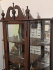 Antique 1940s Ferguson 7843 Mahogany Curved Glass Mirror Curio Case Wall Cabinet