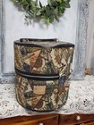 Vtg Tapestry Hat Box Train Case Mcm Luggage Travel Round  Wig Storage Mexico  
