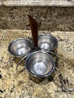 Mid Century Vintage Teak And Stainless Steel Dip Sauce Serving Caddy