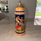 Vintage Gerz German Beer Stein 1 5l Large 13 5  Handgemalt Lidded Folk Dancers