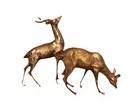 Vintage Pair Of Large Spotted Brass Deer Statues  A Buck  And A  Doe Decoration 