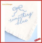 White Embroidered Handkerchief 10x10 Ruffled Something Blue Bridal Wedding Gift