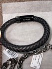 Crucible  Mens Distressed Black Silver And Brown Leather Bracelet