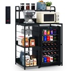 Mini Refrigerator Stand Table With Storage Shelves Cabinet With Power Outlet