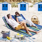 3 Pcs Beach Lounge Chair Mat Set 2 Adjustable Lounge Chairs With Table Stripe