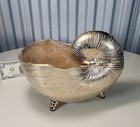 Lg Vintage Brass Nautilus Shell Bowl vase sculpture planter - Hollywood Regency