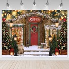 7x5 Ft Christmas Storefront Cottage Backdrop Bokeh Xmas Trees Photo Prop
